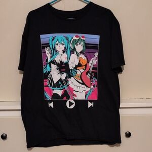 Black Graphic Hatsune Miku and Megpoid Gumi T-Shirt